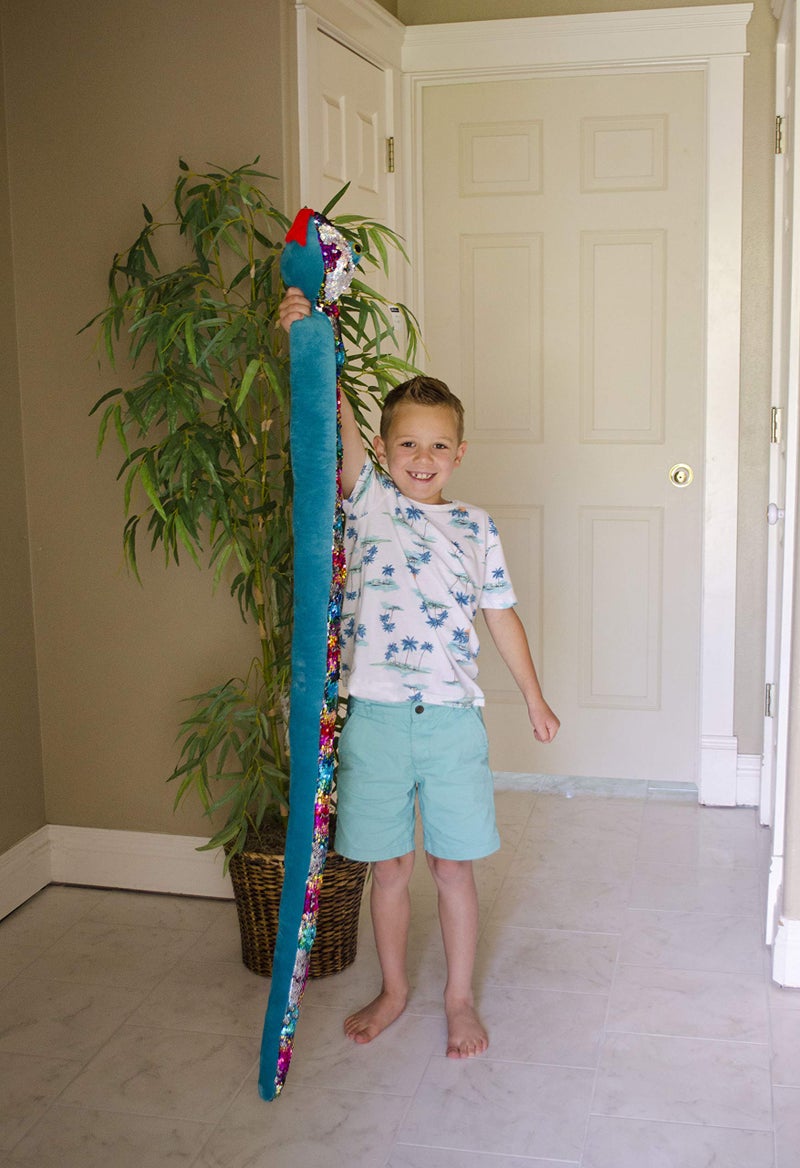 LMC Products Rainbow Flip Sequin Stuffed Snake - Reversible Sequin Pet Snake Stuffed Animal - Giant 60 inches Long - Image 3